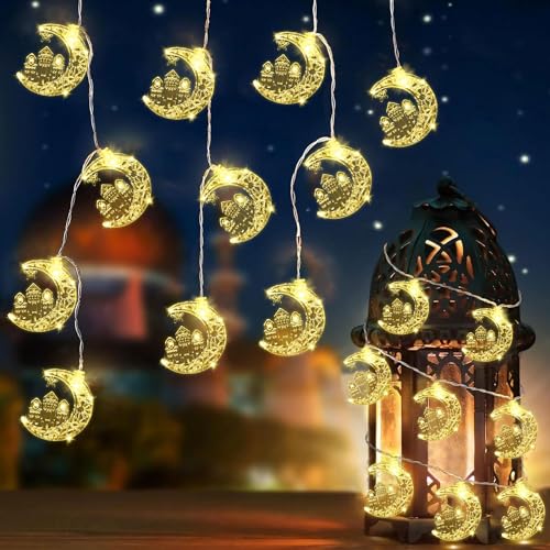 Sunshine smile LED Ramadan Lichterkette,300CM 20LED Muslim Ramadan Licht,Ramadan Dekorative Fee Licht,Eid Ramadan Laternen,Eid Mubarak Licht,Stern Mond Lichterketten,Lichterketten für Eid Dekorationen von Sunshine smile