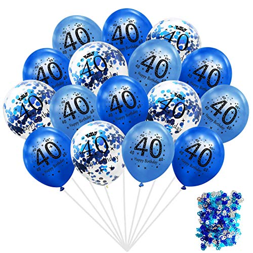 Luftballoon 40 Geburtstag,40 Geburtstag Deko Blau,40 Geburtstag Dekor,30 Stück Geburtstag Konfetti Luftballons Set,Zahlenballon 40,40 Geburtstag Party Dekoration Mann Frau,Luftballons Blau Weiß Deko von Sunshine smile