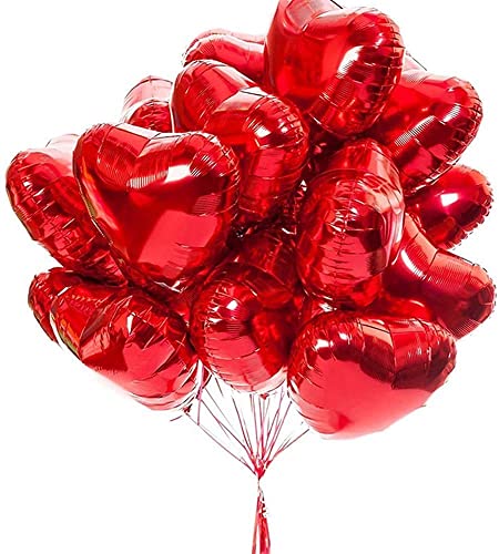 Sunshine smile 20Stück 21 Zoll Herz Folienballon Rot,Herzform Heliumballons,Herz Luftballons,Rote Love Luftballons,Herz Luftballon,Herzluftballons Helium Geeignet,Folienballon Rote Herz,Herz Ballons von Sunshine smile