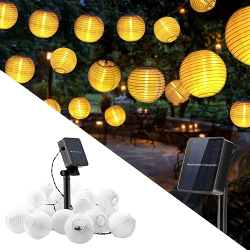 Sunshine smile Solar Lichterkette Lampion Außen, Warmweiß 20 LED Lanterne Lichterketten Außen,Lampions 5m,Lampions Außen Wetterfest,Balkon Licht Deko Beleuchtung Solar Lichterkette Outdoor von Sunshine smile