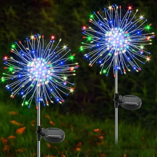 Sunshine smile Solarlampen für Außenn,2 Stück 150 Solar Lichter Pusteblume,Gartenstecker Pusteblume solar,8 Modi LED Solarleuchten Gartendeko,Solar Feuerwerk Gartenlichter,Solarlampen Feuerwerk von Sunshine smile