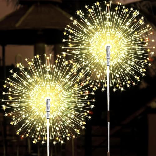 Sunshine smile Solarlampen für Außenn,2 Stück 150 Solar Lichter Pusteblume,Gartenstecker Pusteblume solar,8 Modi LED Solarleuchten Gartendeko,Solar Feuerwerk Gartenlichter,Solarlampen Feuerwerk von Sunshine smile