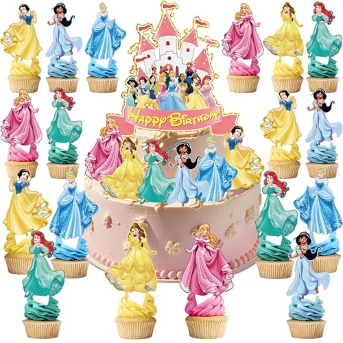 25 Stück Prinzessin Tortendeko Mädchen,Cake Topper Geburtstag Prinzessin,Tortendeko Geburtstag Mädchen Prinzessin,Kindergeburtstag Cake Topper Set,Cake Topper Geburtstag Prinzessin von Sunshine smile