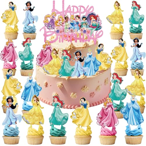 25 Stück Prinzessin Tortendeko Mädchen,Cake Topper Geburtstag Prinzessin,Tortendeko Geburtstag Mädchen Prinzessin,Kindergeburtstag Cake Topper Set,Cake Topper Geburtstag Prinzessin von Sunshine smile