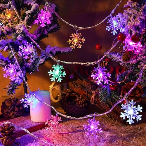 Weihnachten Schneeflocke Lichterketten,6m 40 Schneeflocke Lichterketten,LED Lichterkette Schneeflocke,Batteriebetriebene LED Lichterkette,Geeignet für Innen- und Außendekoration von Sunshine smile