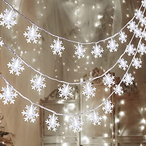 Weihnachten Schneeflocke Lichterketten,6m 40 Schneeflocke Lichterketten,LED Lichterkette Schneeflocke,Batteriebetriebene LED Lichterkette,Geeignet für Innen- und Außendekoration von Sunshine smile