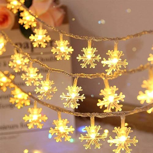 Weihnachten Schneeflocke Lichterketten,6m 40 Schneeflocke Lichterketten,LED Lichterkette Schneeflocke,Batteriebetriebene LED Lichterkette,Geeignet für Innen- und Außendekoration von Sunshine smile