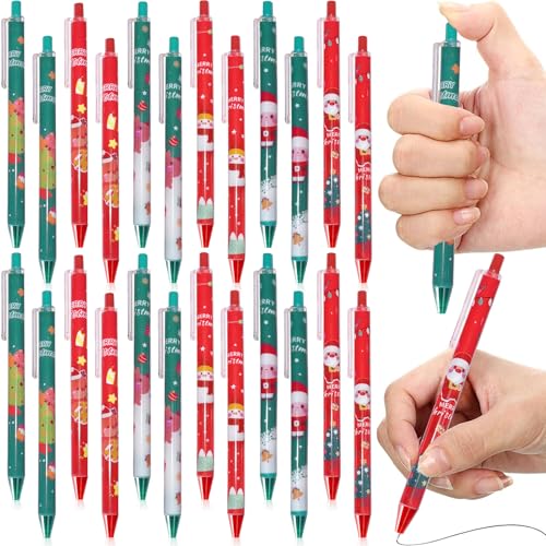 Weihnachts Kugelschreiber,24PCS Druckkugelschreiber,Weihnachten Kugelschreiber,Weihnachtsstifte Set,Weihnachtsgel Tinte Stifte,Weihnachts Schreibender Kugelschreiber,Gelschreiber,Weihnachts Marker Pen von Sunshine smile