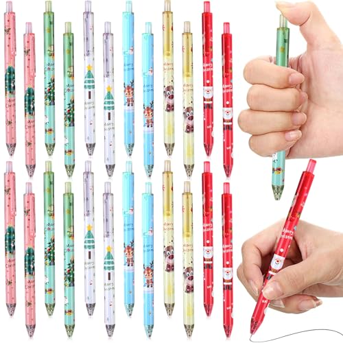 Weihnachts Kugelschreiber,24PCS Druckkugelschreiber,Weihnachten Kugelschreiber,Weihnachtsstifte Set,Weihnachtsgel Tinte Stifte,Weihnachts Schreibender Kugelschreiber,Gelschreiber,Weihnachts Marker Pen von Sunshine smile