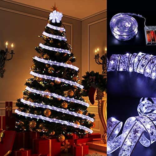 Weihnachtsband Lichter,4m 40 LED,Glänzende Band Lichterkette,Weihnachtsband Lichterkette,Weihnachtsbaum Band,Weihnachtsbaum LED-Band-Weihnachtslichter,Weihnachtsbaum Deko Lichterketten UrlaubDekor von Sunshine smile