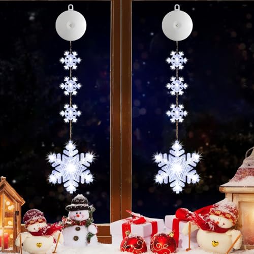 Weihnachtsbeleuchtung, 2 Stück LED Hängenden Fensterlicht,Hängende Innen Fenster Leuchte,Fensterlichterketten Weihnachten,Weihnachten Dekorative Fenster Licht,Weihnachtsdekoration Lichter von Sunshine smile