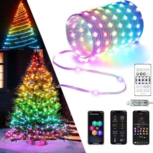 Weihnachtsbeleuchtung Außen 10m 100 LED,RGB Smart Lichterkette Weihnachtsbaum,IP65 Wasserdichte Lichterkette Bunt,Mehrfarbig LED Lichterkette Außen,Farbwechsel Lichterketten für Weihnachtsbaum von Sunshine smile