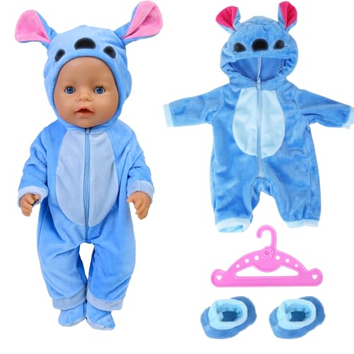 Puppenkleidung für Baby Puppen, Blau Puppenkleidung, Kleidung Outfits für Baby Puppen, Puppe zubehör für 43cm Baby Puppe, Enthält Overall, Socken und Kleiderbügel, Geschenke für Mädchen Jungen von Sunshinestar