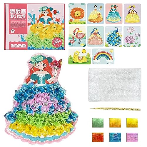 10 Stück Handmalerei für Kinder,Poke Art DIY Spielzeug,Bastelset Kinder,Blumenpresse Kinder,Fabric Art Frenzy,Cartoon Prinzessin Dress Up Kreative Lernspielzeug,Bastelsets für Kinder,Mädchen Geschenke von Sunwuun