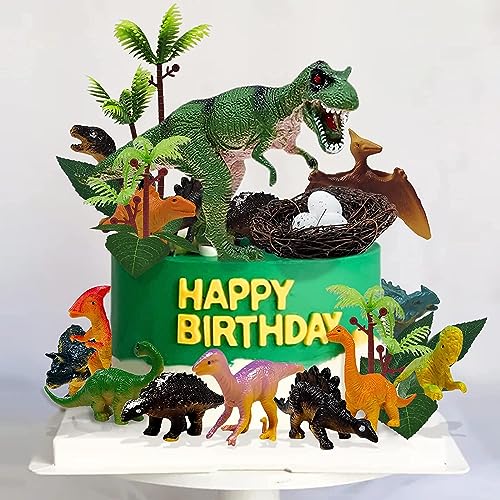 26 Stück Kuchendeko Dinosaurier Set,Dino Tortendeko,Dinosaurier Deko Torte,Cake Topper Dinosaurier,Dino Geburtstag Deko,Dschungel Tortendeko Junge,Dinosaurier Party Kuchen Dekoration für Kinder von Sunwuun