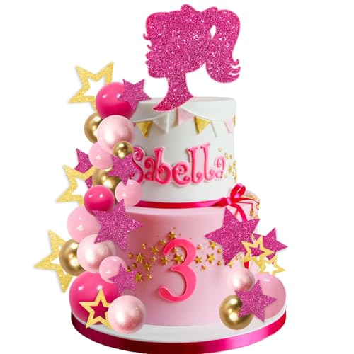 36 Stück Tortendeko Geburtstag Mädchen,Prinzessin Geburtstag Deko,Glitzer Deko Geburtstag,Rosa Mädchen Kuchendeko,Rosa Gold Tortendeko Kugeln,Cake Topper Geburtstag für Mädchengeburtstag Themenparty von Sunwuun