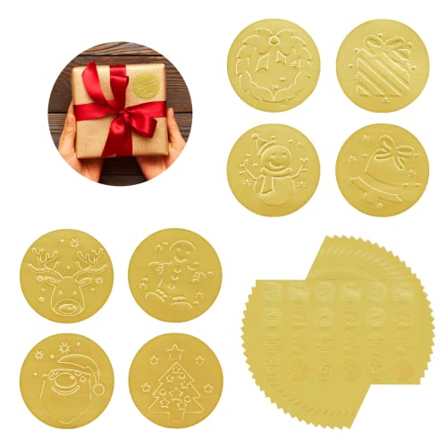 480 Stück Aufkleber Weihnachten Etiketten,Frohe Weihnachten Geschenkaufkleber Runde Goldfolie Siegeletikett Selbstklebend Für Danke Karte Geschenkbox Paket Umschlag Süßigkeiten-Keks Tüten Deko von Sunwuun