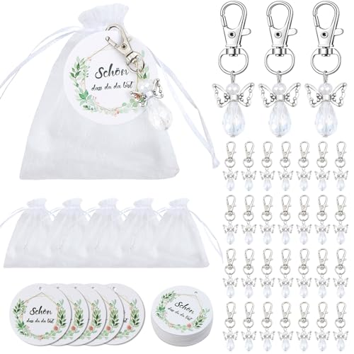 Sunwuun 40 Stück Schutzengel Anhänger,Gastgeschenke Hochzeit,Schutzengel Geschenk mit Organzabeutel und Karte,Hochzeitsdeko,Gastgeschenke Hochzeit Kommunion Konfirmation Taufe von Sunwuun