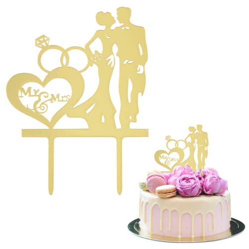 Tortendeko Hochzeit,Acryl Hochzeitstorten Topper Mr & Mrs Deko Brautpaar Figuren,Hochzeitstorte Deko,Cake Topper Hochzeit,Kuchendekoration für Verlobung Geburtstag Cupcake Jahrestag Kuchenaufstecker von Sunwuun