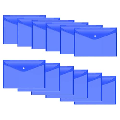 Suoumwa 12 Stück Dokumentenumschläge Aus Kunststoff mit Druckknopfverschluss für Dokumente im A4-Format, Ordner Aus Polyethylen für Schule und Zubehör C von Suoumwa
