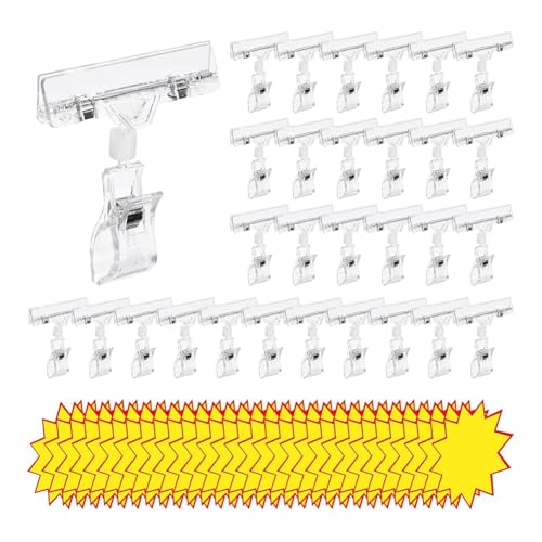 Suoumwa 60-Teiliges Set mit Transparenten Schildern Aus Kunststoff und Leeren Preisschildern für Kleiderstangen im Einzelhandel, Supermarkt, Einkaufszentrum von Suoumwa