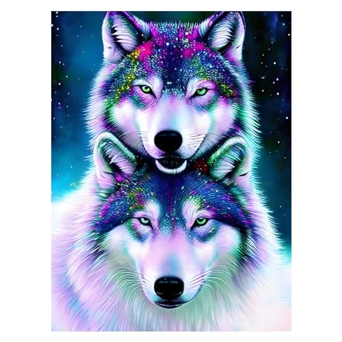 SupLetsico 5D Diamond Painting Erwachsene, Diamant Painting Bilder Wolf, Tiere Diamant Malerei für Erwachsene Full Drill DIY Diamant Kunst Set, für House Wall Dekoration(30x40cm) von SupLetsico