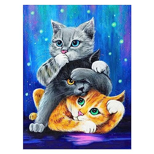 SupLetsico Diamond Painting, 5D Diamant Painting Bilder Katze, Katze Diamant Malerei für Erwachsene Full Drill DIY Kristall Kunst Set, für House Wall Dekoration(30x40cm) von SupLetsico