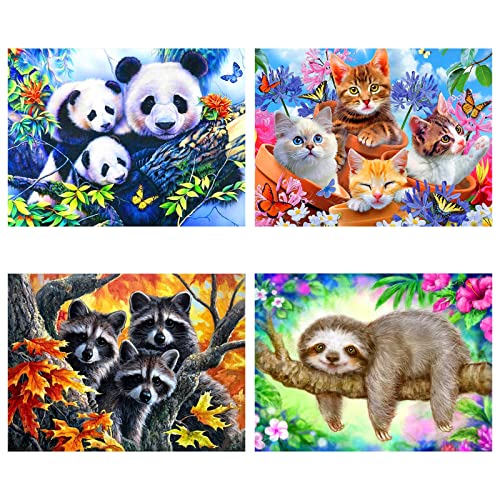 SupLetsico Diamond Painting Set, 4er Tiere Diamant Painting Bilder für Erwachsene, 5D DIY Diamant Kust Diamant Malerei Full Drill Malen Nach Zahlen für Home Wall Wand Dekorationen Geschenk(40x30cm) von SupLetsico