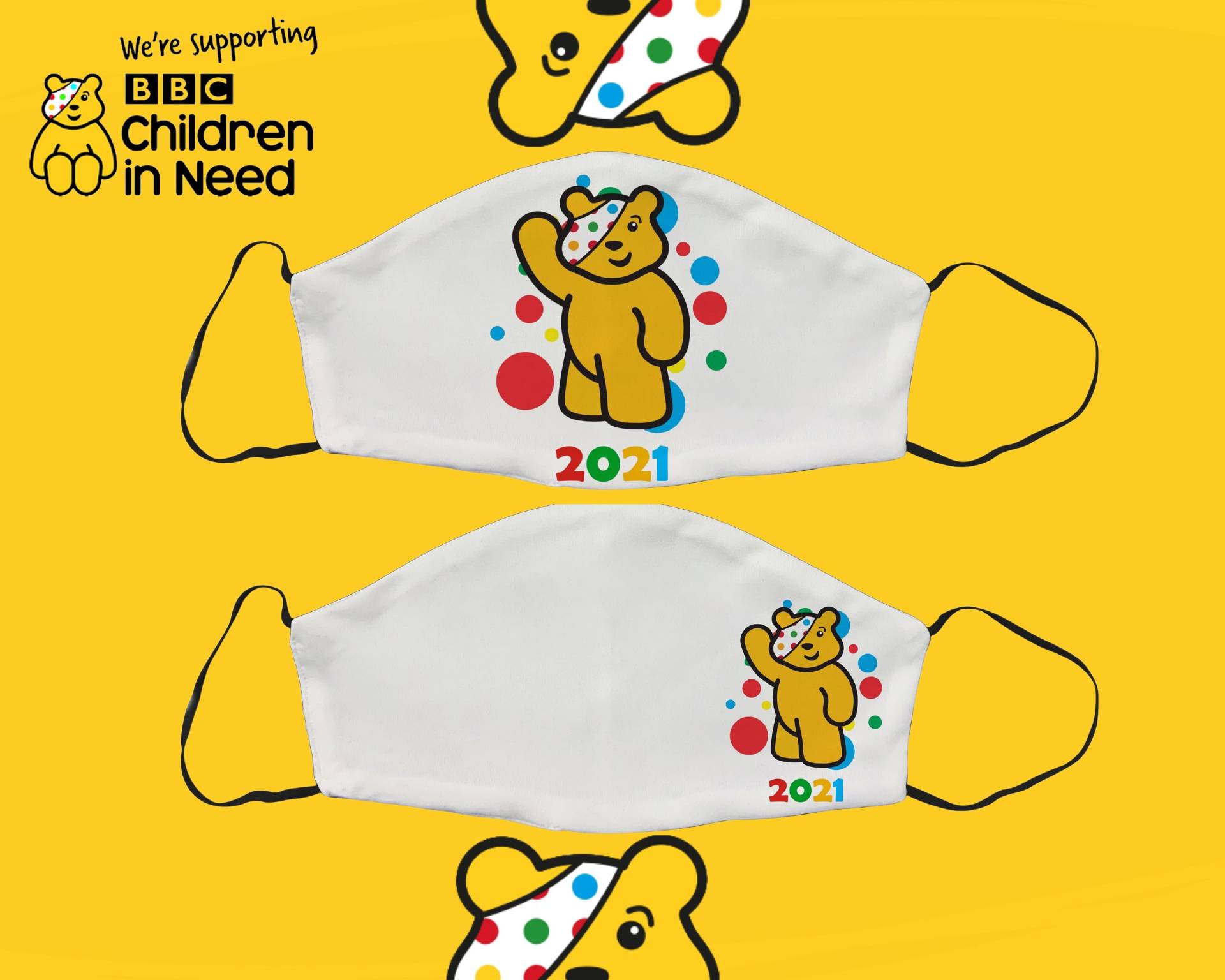 Pudsey 2021 Erwachsene Gesichtsmaske, Kinder in Not, Baumwolle, Lustige Charity Verstellbare Gesichtsbedeckung, Filtertasche, Geschenk Für Ihn von SupaCustom