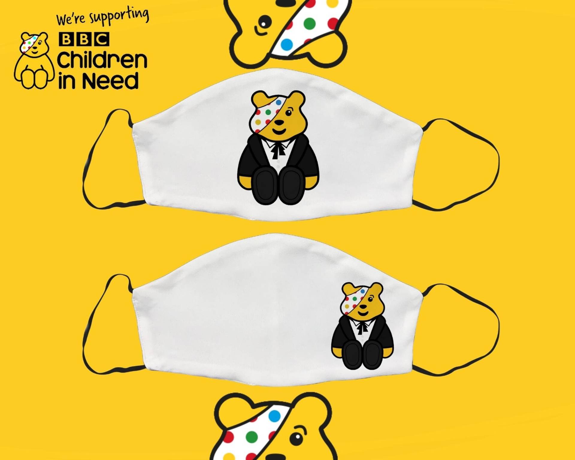 Pudsey Bär, Doctor Who Gesichtsmaske, Baumwoll Charity Maske, Verstellbare Gesichtsbedeckung Mit Filtertasche, Erwachsene Geschenke in Uk von SupaCustom