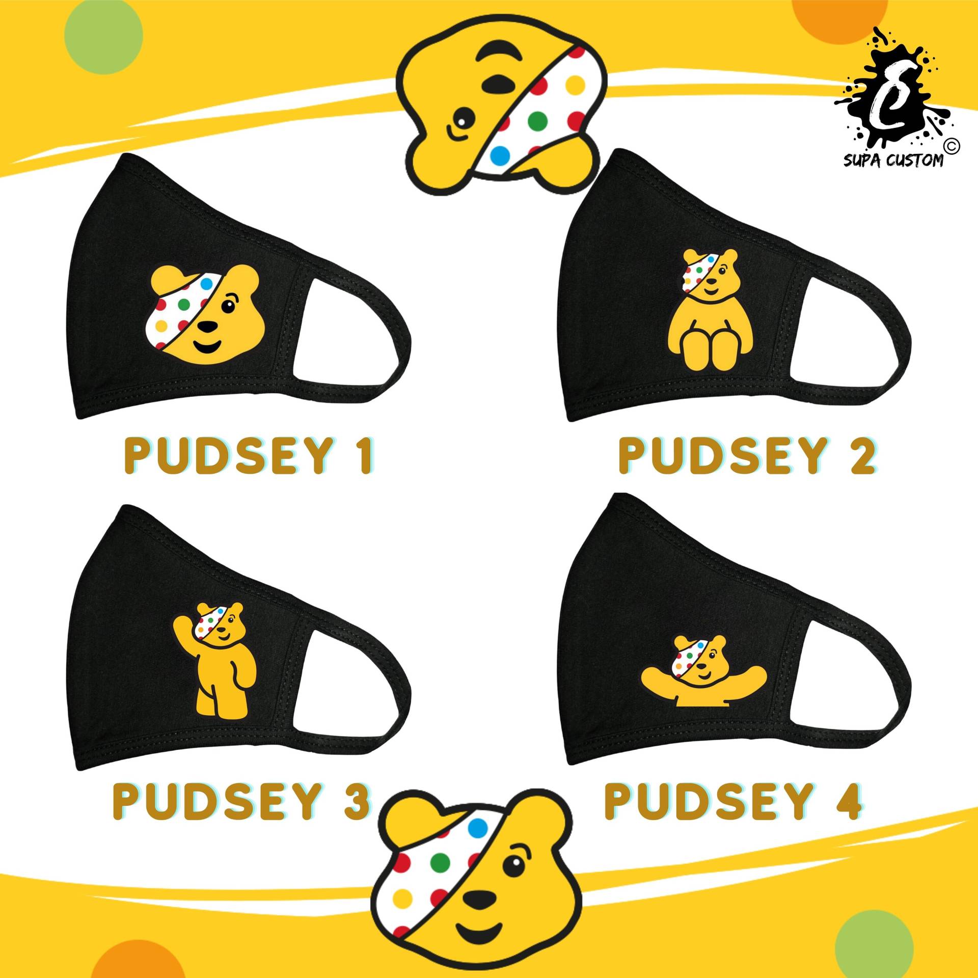 Pudsey Maske, Kinder in Not Gesichtsmaske, Baumwolle Charity Kindermaske, Gesichtsbedeckung, Erwachsene Gesichtsmaske Geschenk Uk von SupaCustom