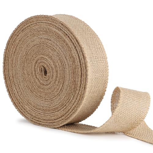 SUPAWAY Juteband 5cm Breit Natur Beige Tischband 25m Burlap Vintage Geschenkband Burlapband Rustikale Bandrolle für DIY Handwerk Verpackung, Geschenk, Hochzeit, Weihnachten, Esstisch, Blumenverzierung von Supaway