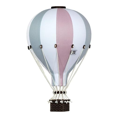 Super Balloon – Heißluftballon Deko – Ø 20 cm – Handgefertigt in Polen – Hochwertige Materialien – Weiß, Rosa, Grau/Grün – Perfektes Geschenk von Super Balloon