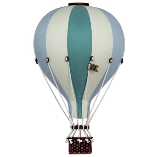 Super Balloon – Heißluftballon Deko – Ø 20 cm – Handgefertigt in Polen – Inkl. Befestigung – Grün, Blau, Ecru – Perfektes Geschenk für Kinderzimmer von Super Balloon