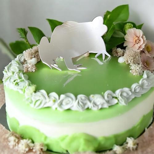 Dekorativer silberner Frosch-Kuchenaufsatz, 10 cm von Super Cool Creations