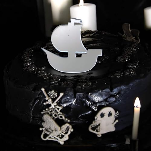 Super Cool Creations Piratenschiff-Kuchenaufsätze, Acrylfarben und Gravur, 10 cm von Super Cool Creations