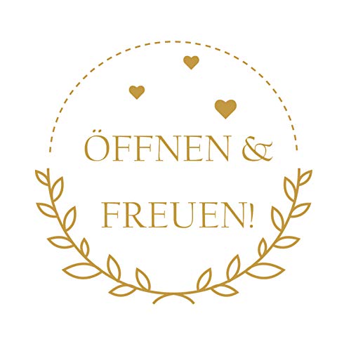 Super Idee 100 Etiketten Öffnen und Freuen kleine runde Aufkleber 4cm Durchmesser Selbstklebende Sticker Geschenksticker Ideal zur Dekoration von Einkaufstüten Geschenkverpackungen Gastgeschenke usw. von Super Idee