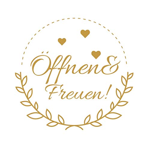 Super Idee 100 Etiketten Öffnen und Freuen kleine runde Aufkleber 4cm Durchmesser Selbstklebende Sticker Geschenksticker Ideal zur Dekoration von Einkaufstüten Geschenkverpackungen Gastgeschenke usw. von Super Idee