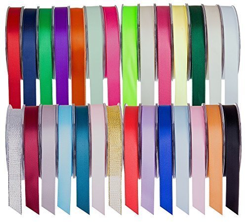 SR SUPER RIBBONS®™ Doppelseitiges Satinband, Geschenkverpackung, Party-Dekoration, Hochzeitsauto, Weihnachten, Luftballons, Haare, Kuchen, Geschenke, Hochzeitsstrauß (Pfirsich, 25 mm x 20 m) von SUPER RIBBONS