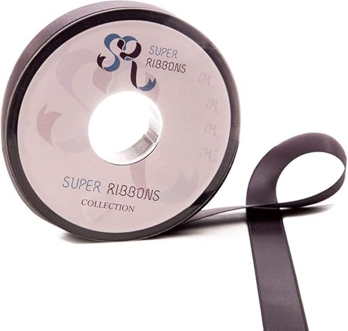 SR SUPER RIBBONS®™ Doppelseitiges Satinband, Geschenkverpackung, Party-Dekoration, Hochzeitsauto, Weihnachten, Luftballons, Haare, Kuchen, Geschenke, Hochzeitsstrauß (Anthrazit, 38 mm x 20 m) von SUPER RIBBONS