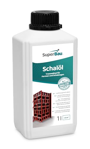 Superbau Schalöl 1L, Trennmittel Beton, Schalungsöl für Formen und Schalungen aus Metall, Holz, OSB-Platten, Kunststoff, begrenzt die Haftung von Beton, Mörtel & Kleber, Schutz von Baumaschinen von SuperBau