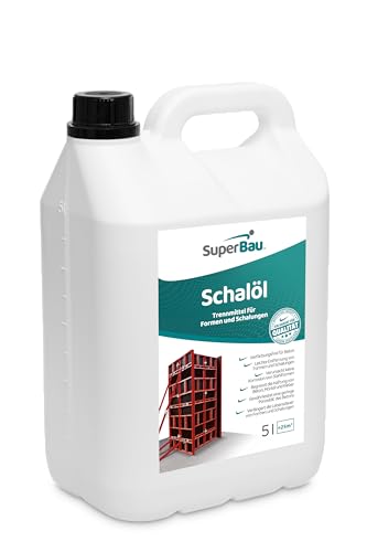 Superbau Schalöl 5L, Trennmittel Beton, Schalungsöl für Formen und Schalungen aus Metall, Holz, OSB-Platten, Kunststoff, begrenzt die Haftung von Beton, Mörtel & Kleber, Schutz von Baumaschinen von SuperBau