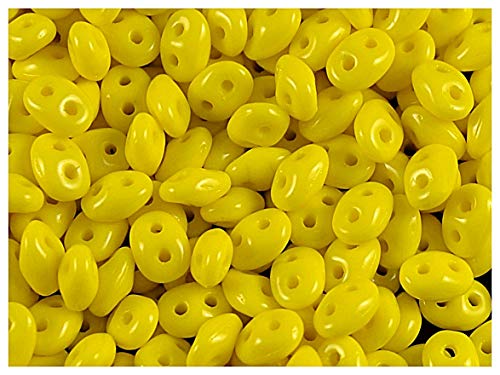 20gr Tschechische Glasperlen SuperDuo Zwei Löcher Größe: 2.5x5mm, Lemon (Opaque Yellow) von SuperDuo