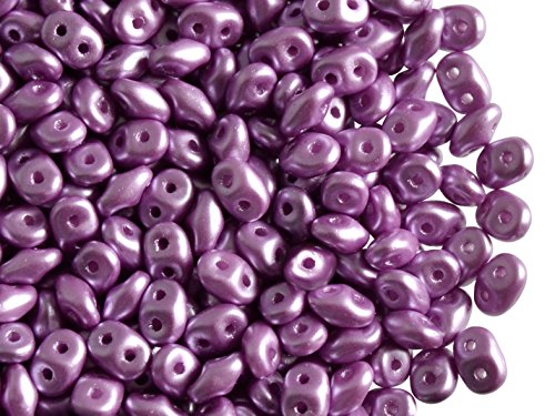 20gr Tschechische Glasperlen SuperDuo Zwei Löcher Größe: 2.5x5mm Pastel Dark Lilac von SuperDuo