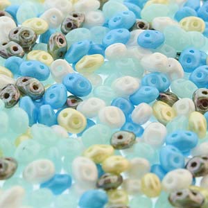 SuperDuo Mix Sea Pearl 100 g hochwertige tschechische Glasperlen 2,5 x 5 mm in verschiedenen Farben und Ausführungen von SuperDuo