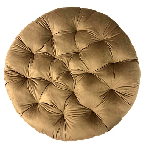 SuperKissen24. Kissen für Hängesessel, Hängestuhl - Runde Sitzkissen mit Silikonfaser - Kissen für Hängeschaukel aus Samtstoff - Hängesitz - Indoor & Outdoor - Dekokissen für Allergiker - Beige von SuperKissen24.