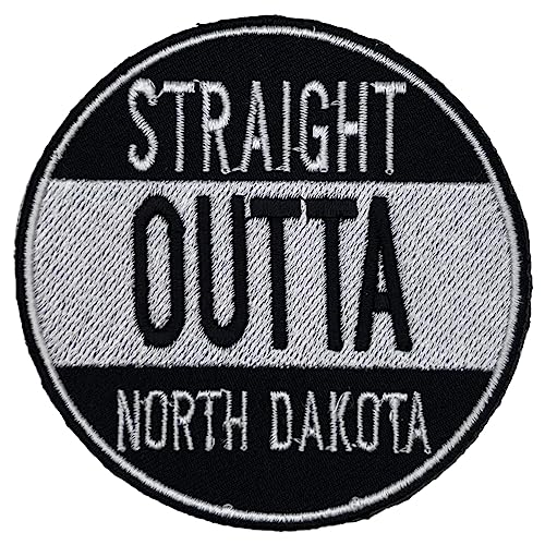 Besticktes Abzeichen zum Aufbügeln, Motiv: North Dakota Straight Outta US State Represent von SuperSenter