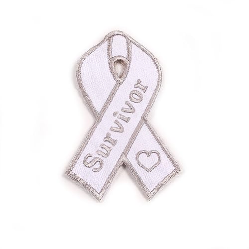 Lung Survivor – All Cancer Ribbons + Cancer Survivor Ribbon Collection – besticktes Abzeichen zum Aufbügeln auf Stoff von SuperSenter