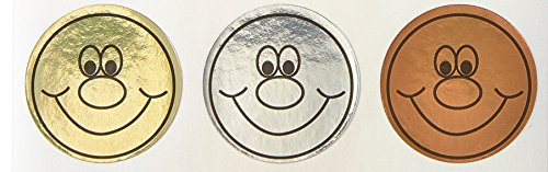 Sticker Solutions Gold, Sliver, Bronze Smile Aufkleber (180 Stück) von SuperStickers