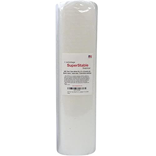 Superpunch Wash Away Stabilisator, SuperStable H2O EAU Gone White FSL 38,1 cm x 22 m Rolle – Maschinenstickerei-Stabilisator-Rückseite, Wash n Gone Wash Away für freistehende Spitze, hergestellt in von Superpunch